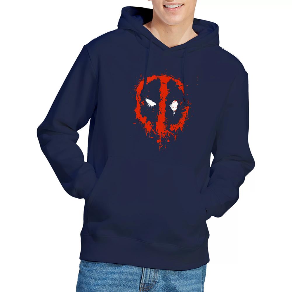 Navy - Side - Deadpool Unisex Adult Painted Logo Hoodie