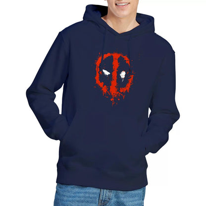 Navy - Side - Deadpool Unisex Adult Painted Logo Hoodie
