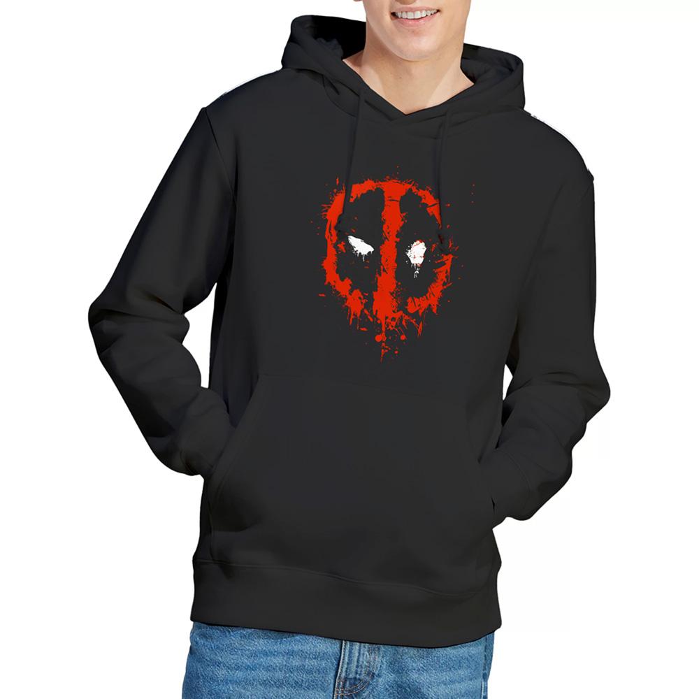 Black - Side - Deadpool Unisex Adult Painted Logo Hoodie
