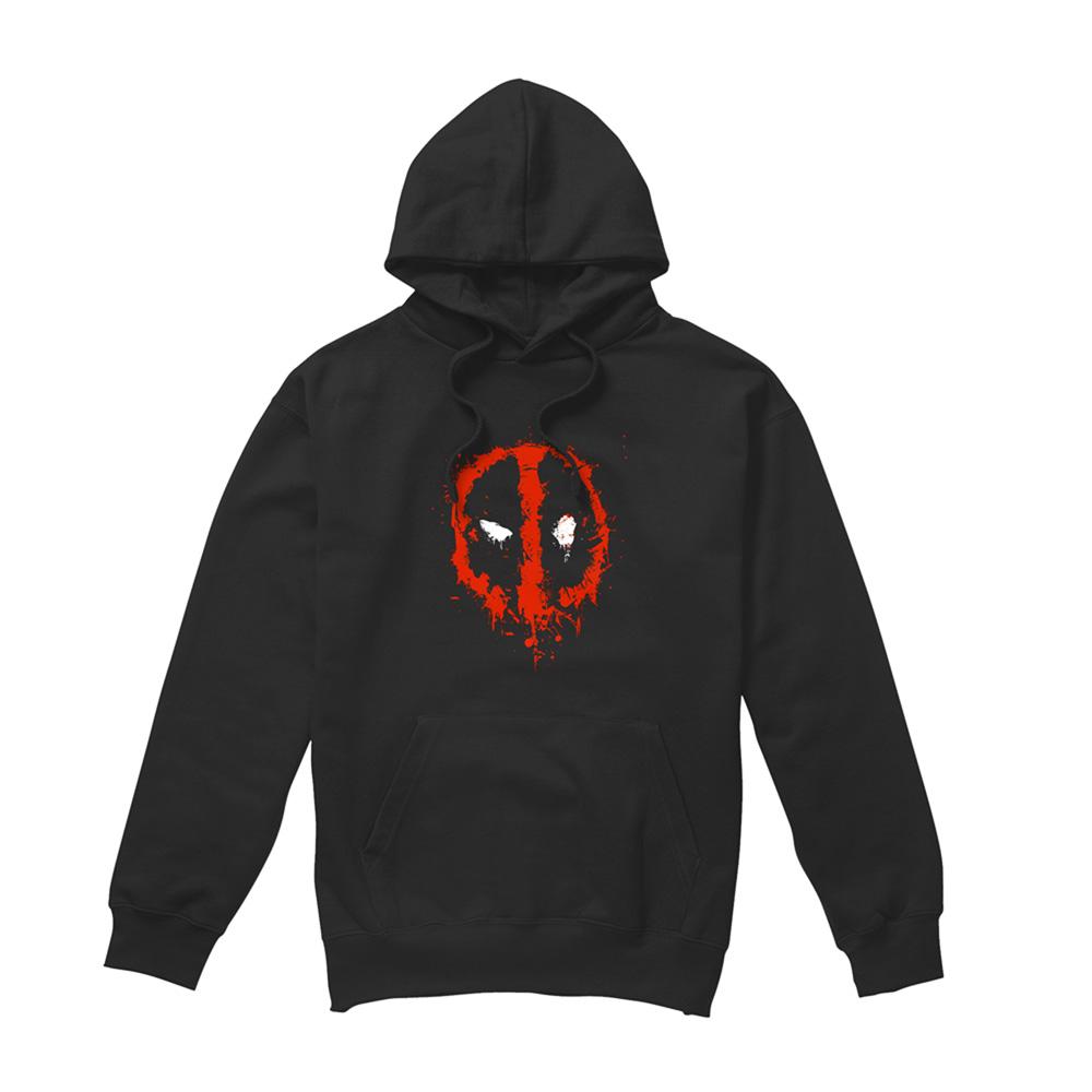 Black - Front - Deadpool Unisex Adult Painted Logo Hoodie