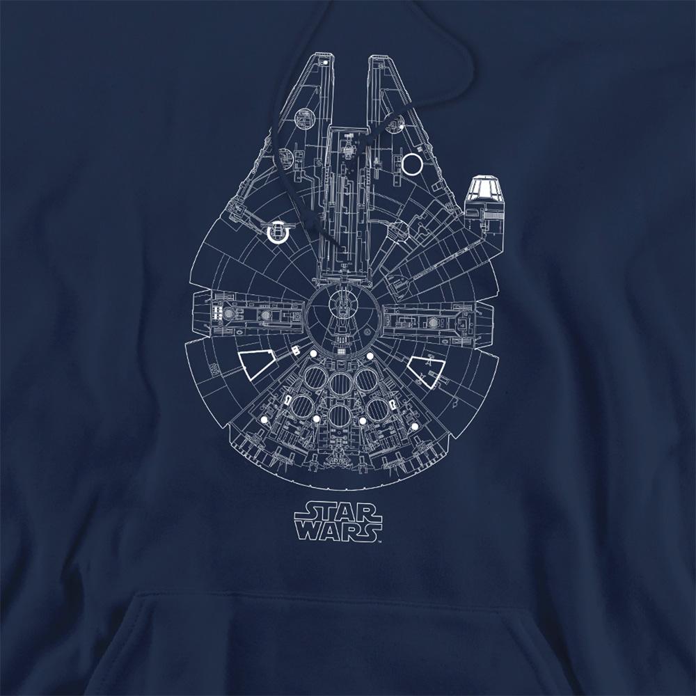Navy - Side - Star Wars Unisex Adult Millenium Lines Hoodie