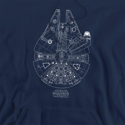 Navy - Side - Star Wars Unisex Adult Millenium Lines Hoodie