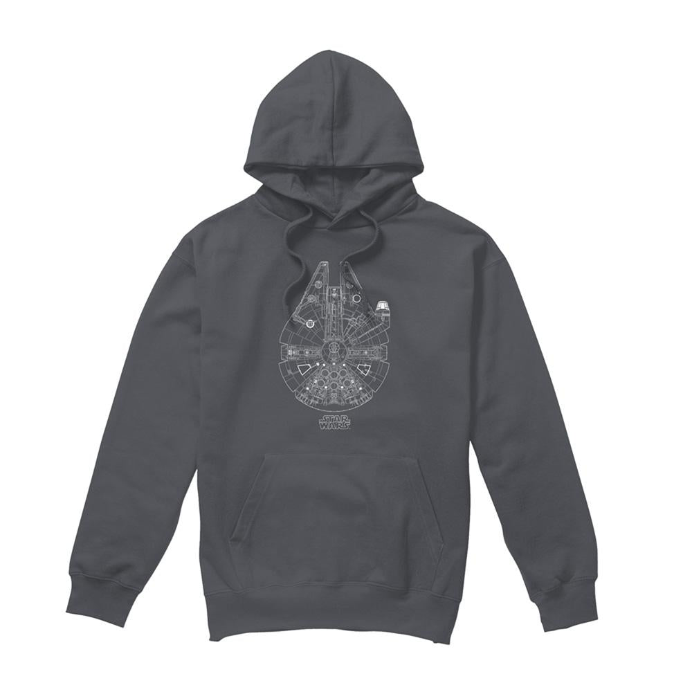 Charcoal - Front - Star Wars Unisex Adult Millenium Lines Hoodie