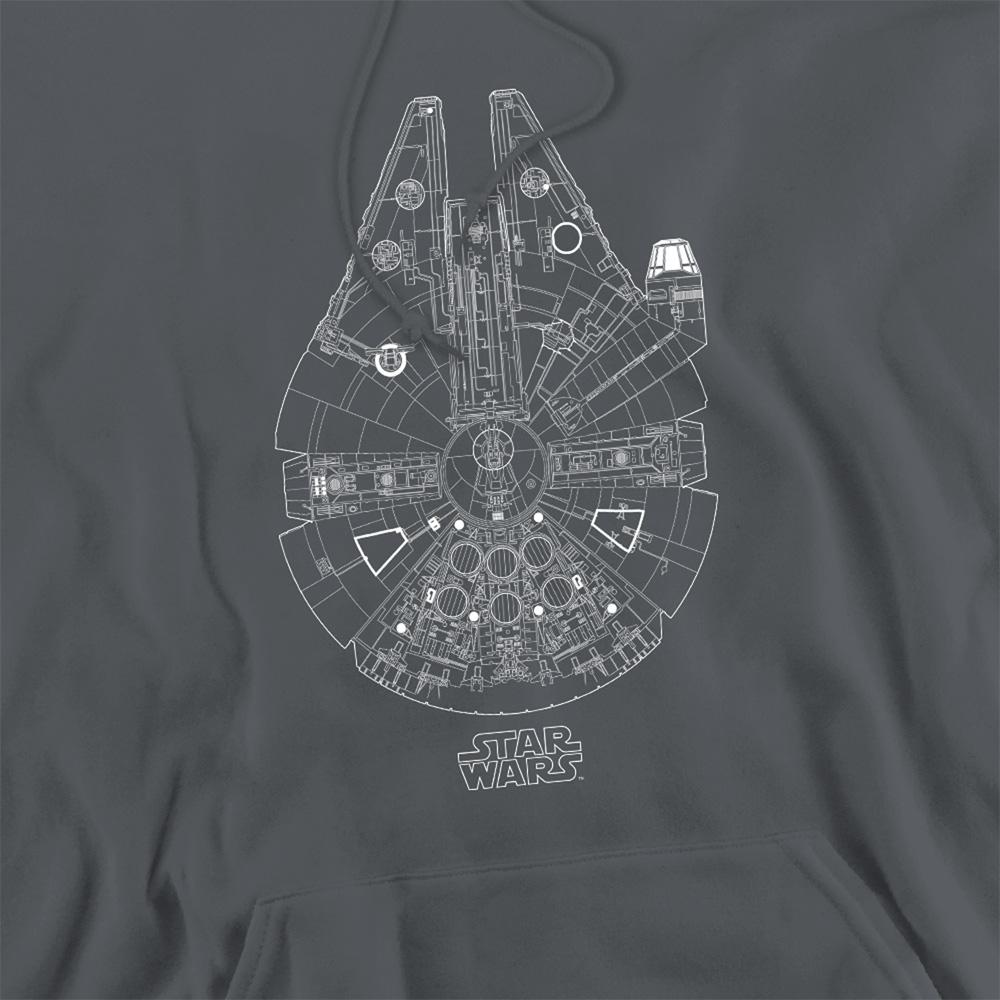 Charcoal - Side - Star Wars Unisex Adult Millenium Lines Hoodie