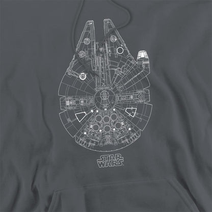 Charcoal - Side - Star Wars Unisex Adult Millenium Lines Hoodie