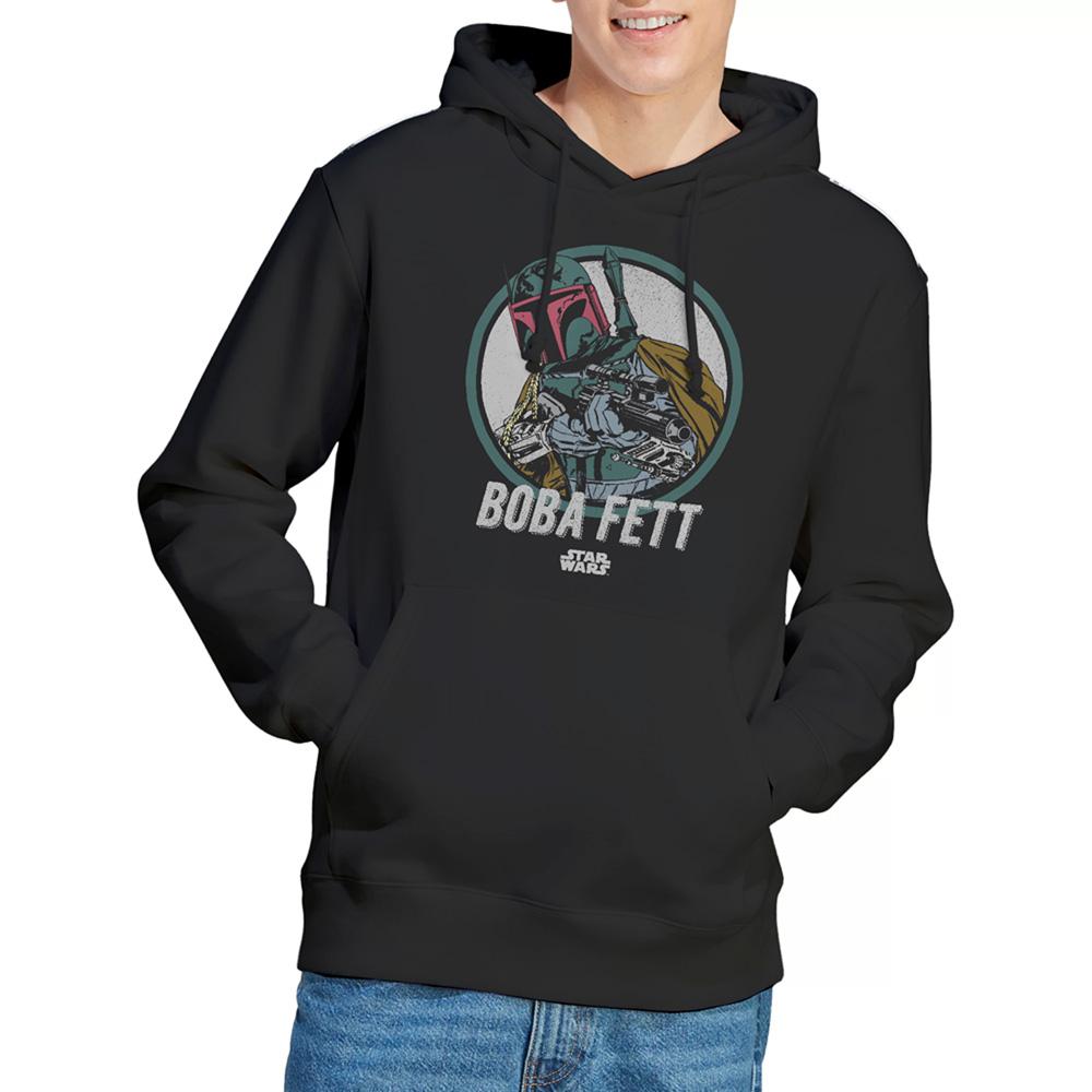 Black - Back - Star Wars Unisex Adult Boba Retro Hoodie