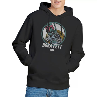 Black - Back - Star Wars Unisex Adult Boba Retro Hoodie