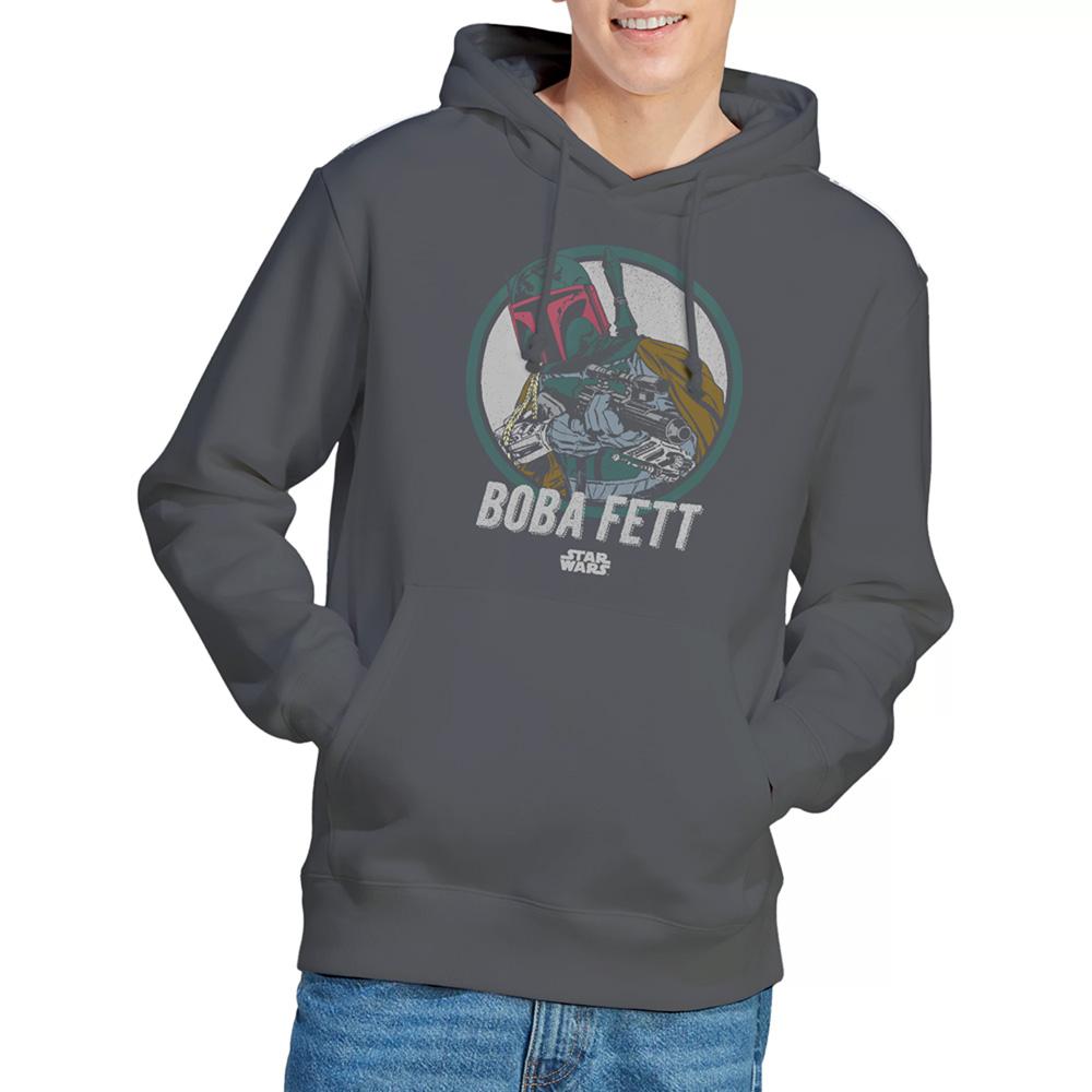 Charcoal - Back - Star Wars Unisex Adult Boba Retro Hoodie