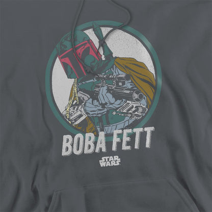 Charcoal - Side - Star Wars Unisex Adult Boba Retro Hoodie