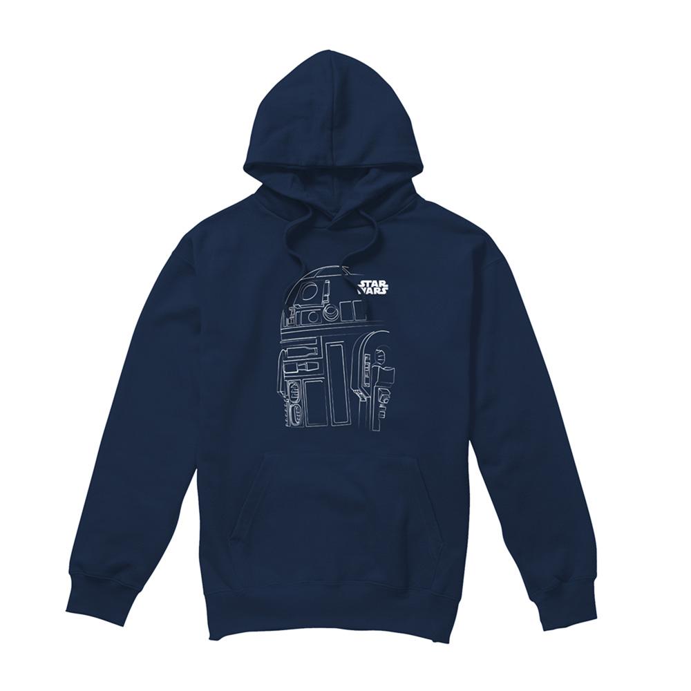 Navy - Front - Star Wars Unisex Adult R2-D2 Outline Hoodie