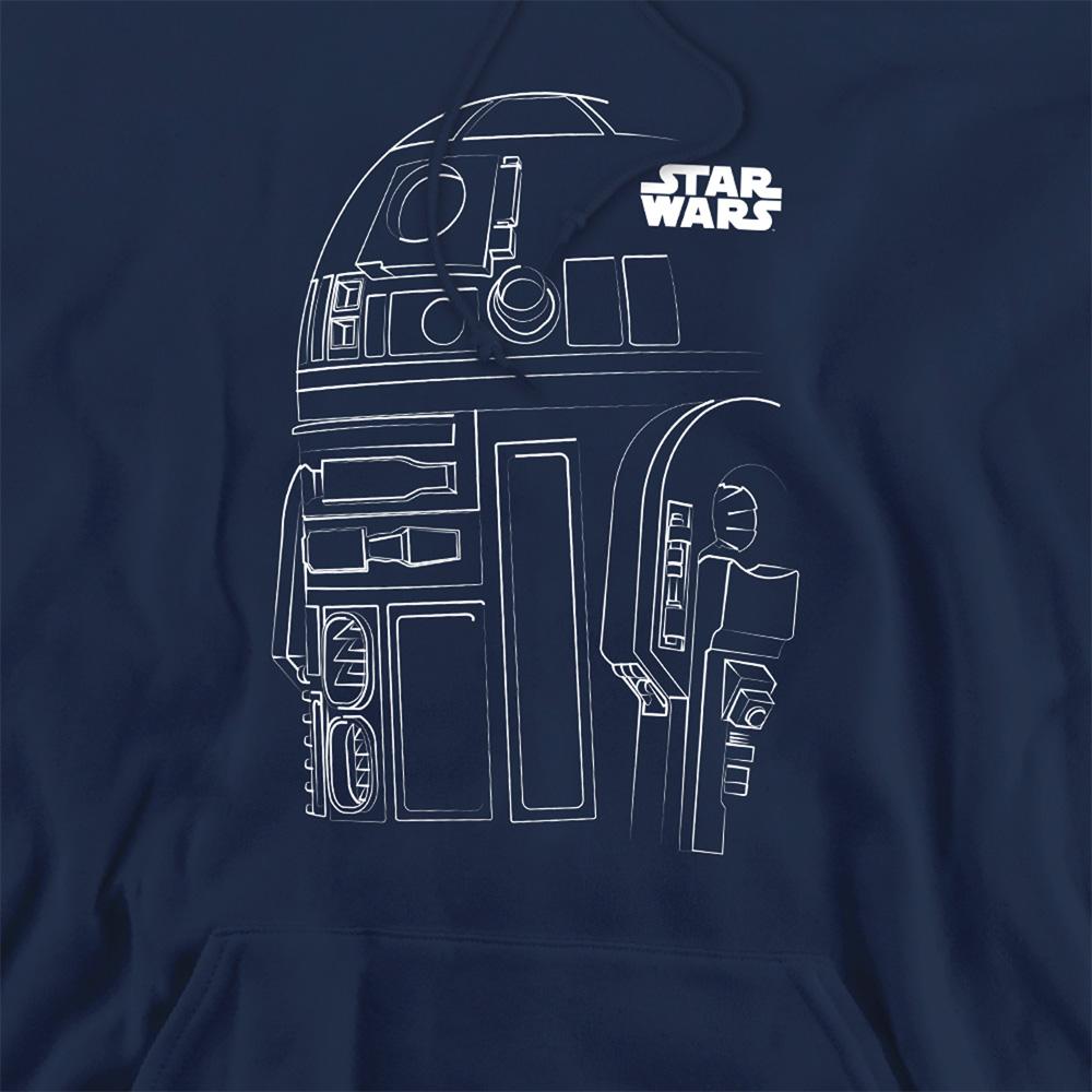 Navy - Side - Star Wars Unisex Adult R2-D2 Outline Hoodie