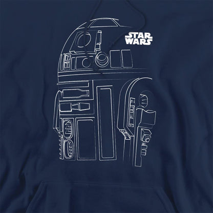 Navy - Side - Star Wars Unisex Adult R2-D2 Outline Hoodie