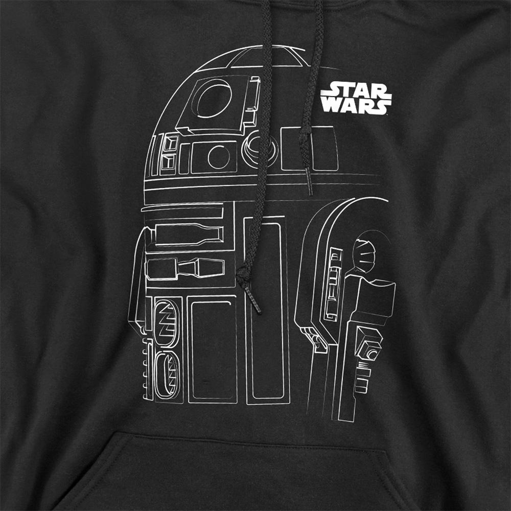 Black - Side - Star Wars Unisex Adult R2-D2 Outline Hoodie
