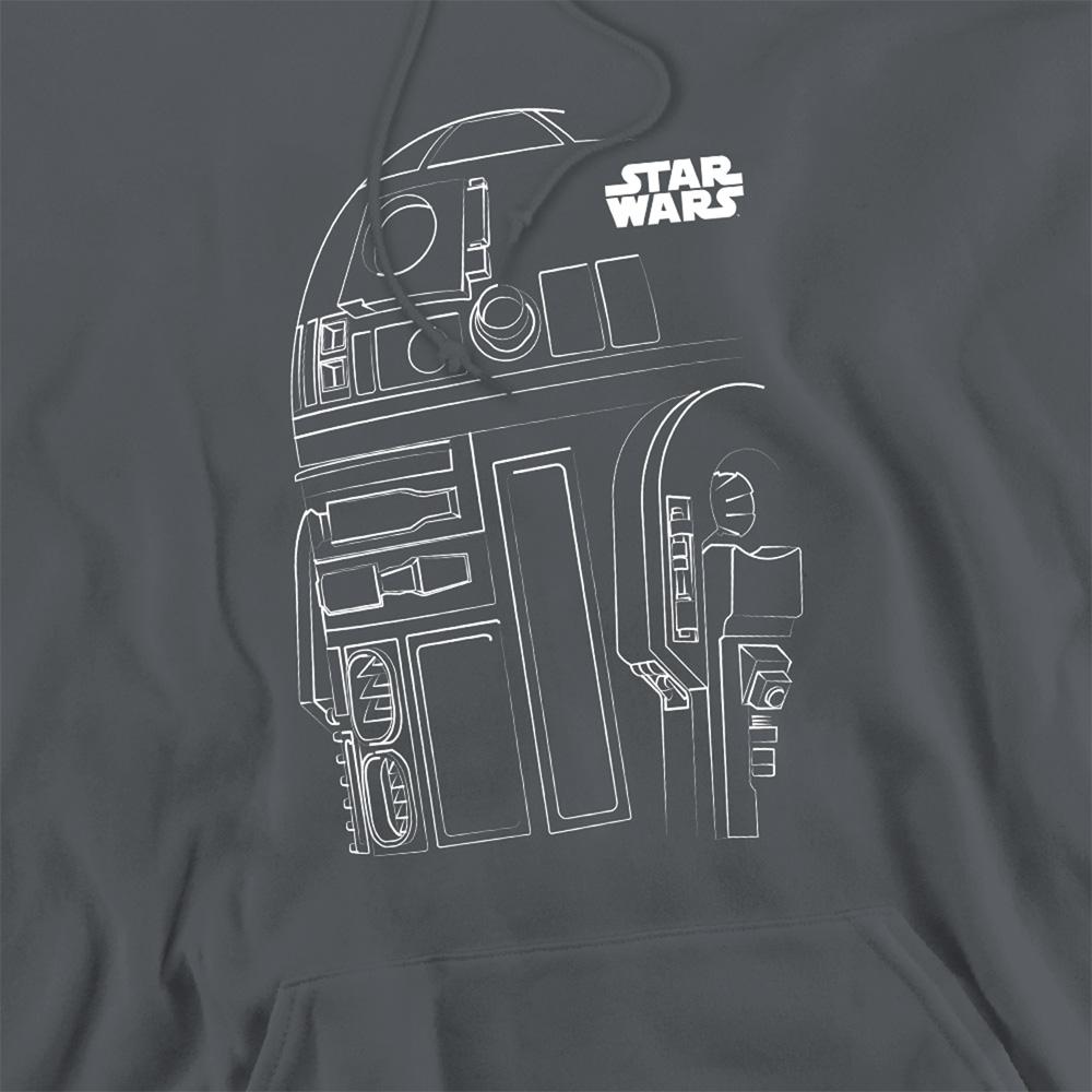Charcoal - Side - Star Wars Unisex Adult R2-D2 Outline Hoodie