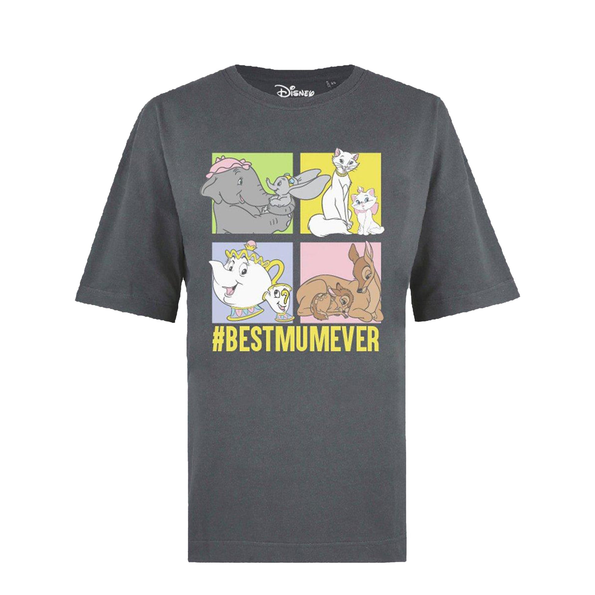 Dark Charcoal - Front - Disney Womens-Ladies #Bestmumever Oversized T-Shirt