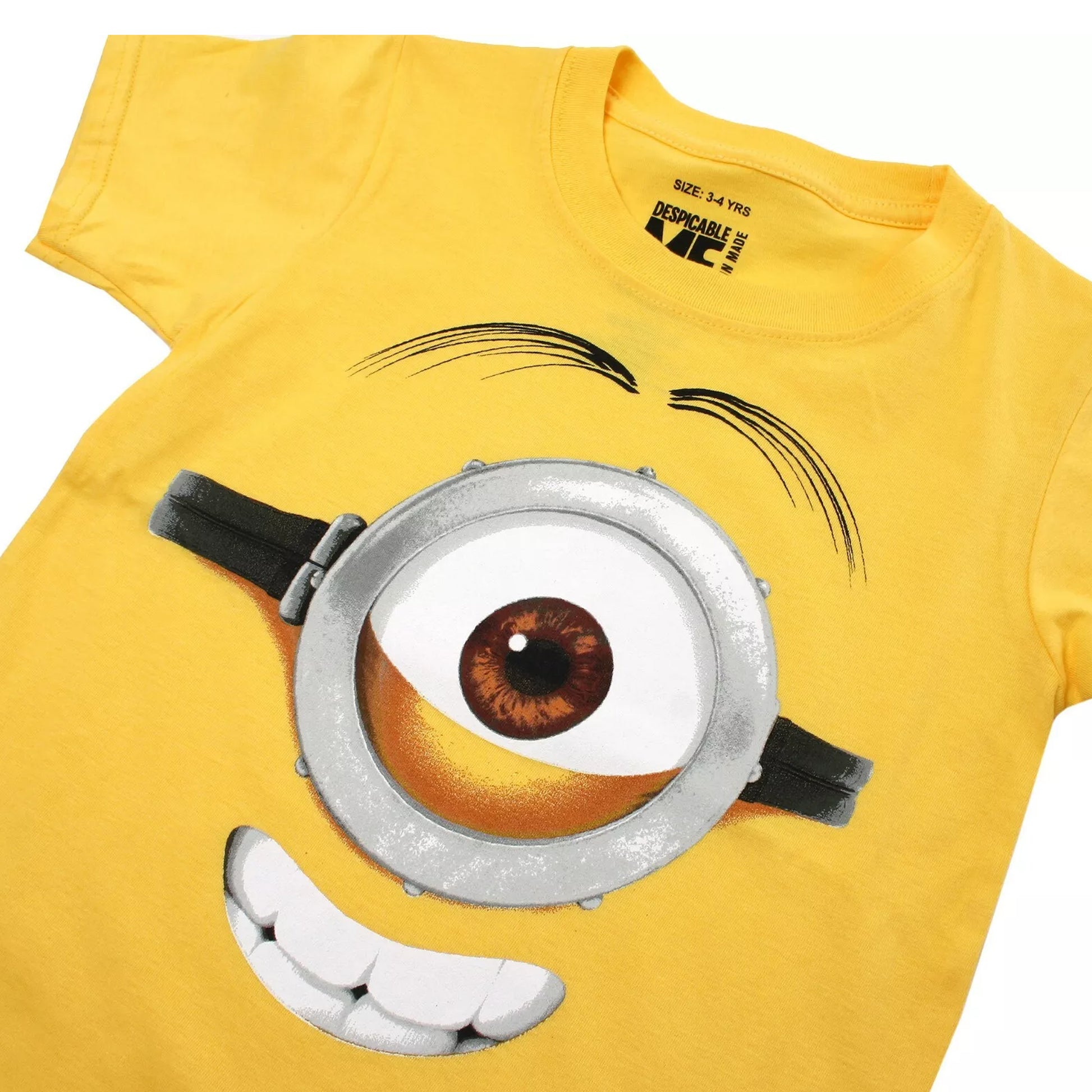 Yellow - Side - Minions Boys Stuart Face T-Shirt