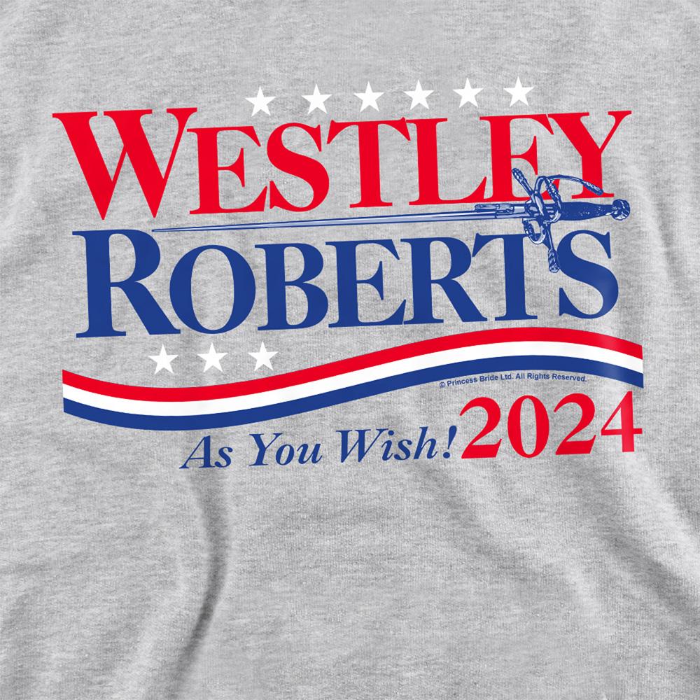 Athletic Heather - Side - The Princess Bride Unisex Adult Westley Roberts For President As You Wish 2024 Sweatshirt