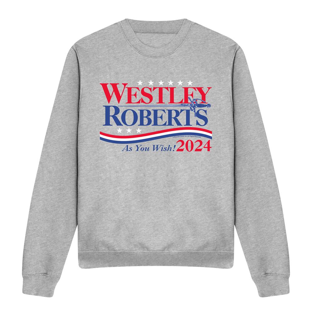 Athletic Heather - Front - The Princess Bride Unisex Adult Westley Roberts For President As You Wish 2024 Sweatshirt