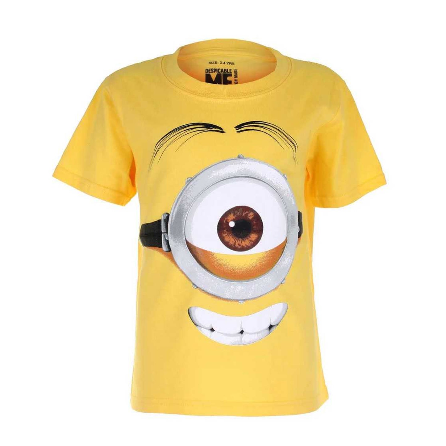 Yellow - Front - Minions Boys Stuart Face T-Shirt