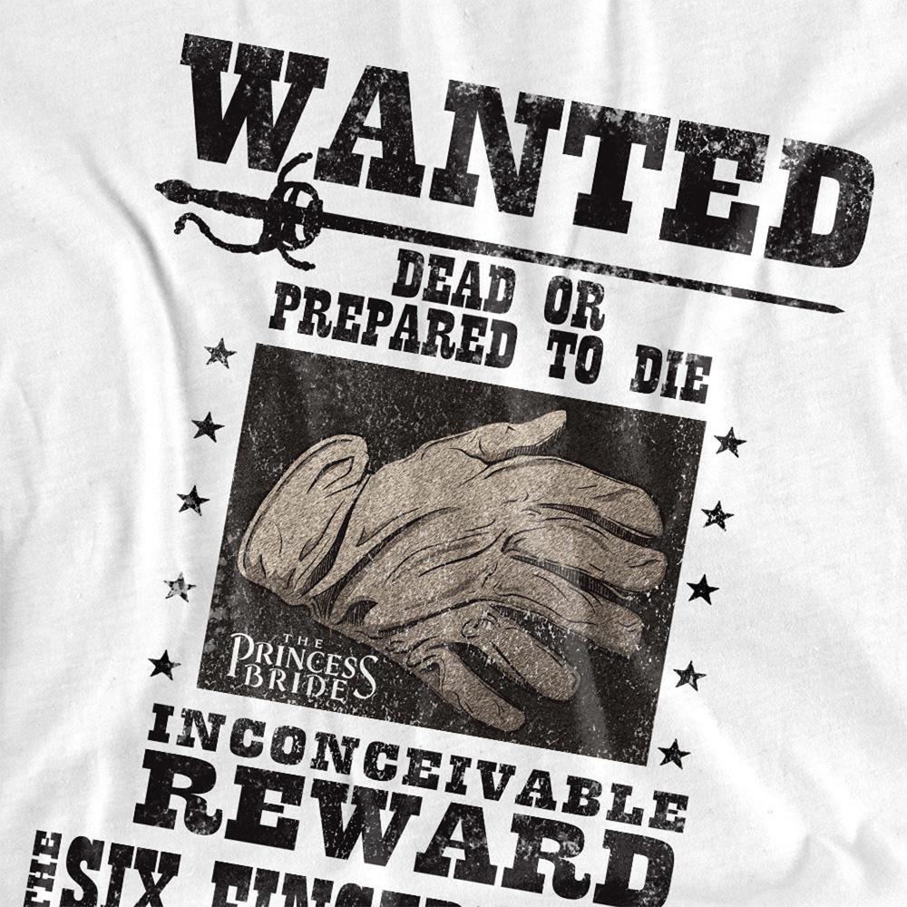 White - Side - The Princess Bride Unisex Adult Wanted 6 Fingered Man T-Shirt