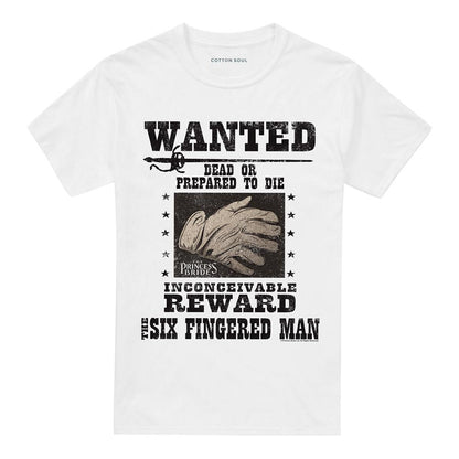 White - Front - The Princess Bride Unisex Adult Wanted 6 Fingered Man T-Shirt