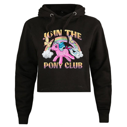 Black - Front - My Little Pony Womens-Ladies Join The Pony Club Crop Hoodie
