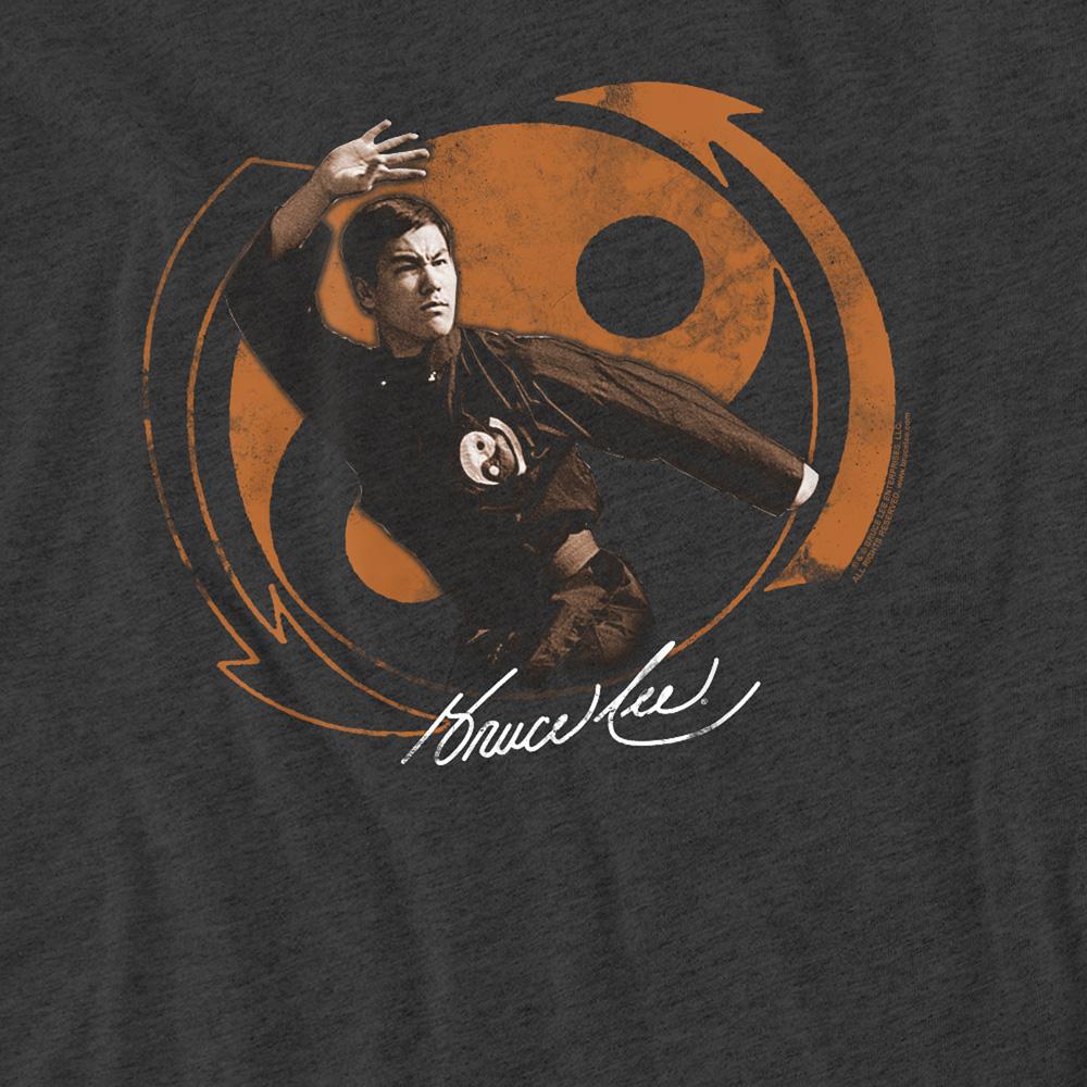 Charcoal - Side - Bruce Lee Unisex Adult Jeet Kun Do Pose Heather T-Shirt