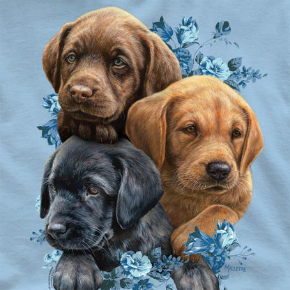 Light Blue - Side - Wild Wings Unisex Adult Puppy Pile T-Shirt