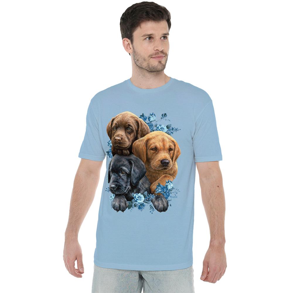 Light Blue - Lifestyle - Wild Wings Unisex Adult Puppy Pile T-Shirt