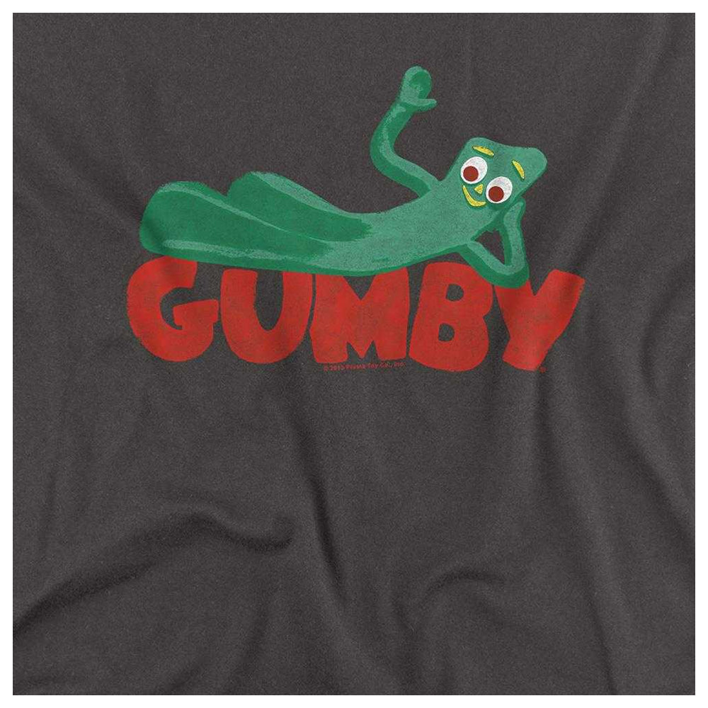 Charcoal Heather - Side - Gumby Unisex Adult On Logo Long-Sleeved T-Shirt