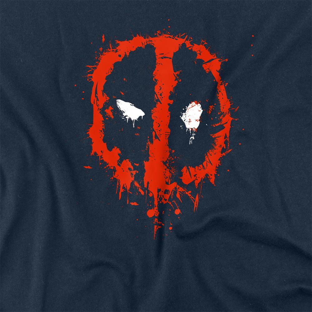 Navy - Side - Deadpool Unisex Adult Painted Logo Long-Sleeved T-Shirt