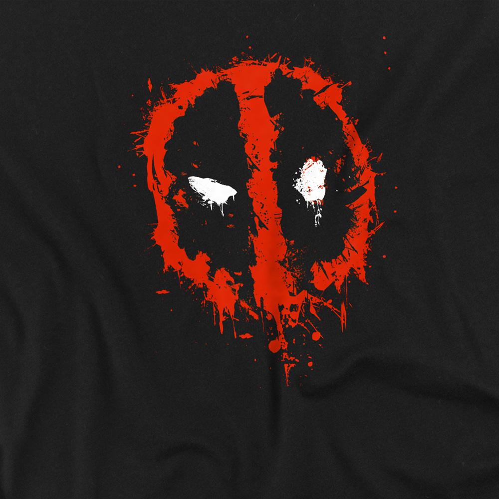 Black - Side - Deadpool Unisex Adult Painted Logo Long-Sleeved T-Shirt