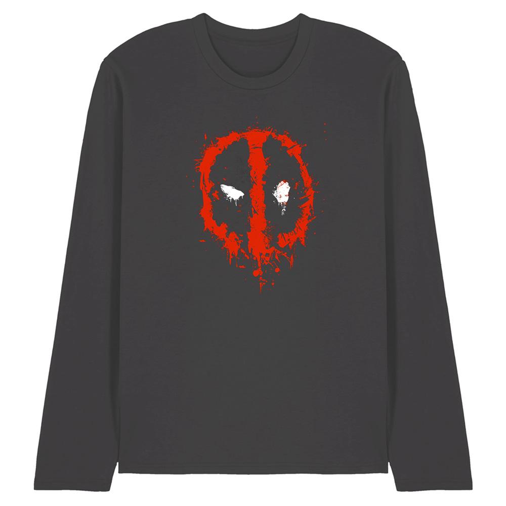 Charcoal - Front - Deadpool Unisex Adult Painted Logo Long-Sleeved T-Shirt