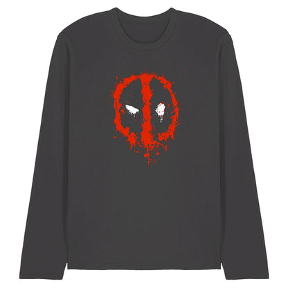 Charcoal - Front - Deadpool Unisex Adult Painted Logo Long-Sleeved T-Shirt