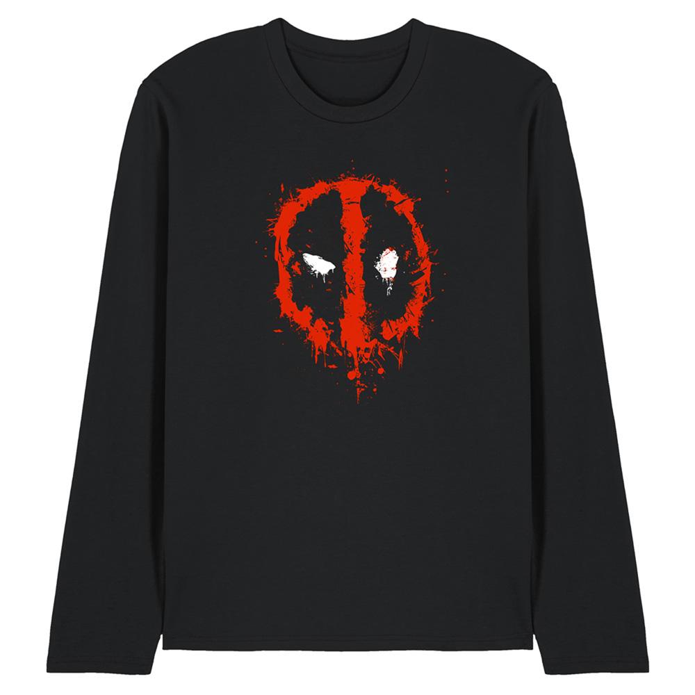 Black - Front - Deadpool Unisex Adult Painted Logo Long-Sleeved T-Shirt