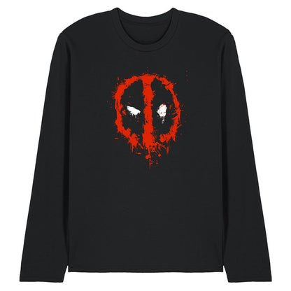 Black - Front - Deadpool Unisex Adult Painted Logo Long-Sleeved T-Shirt