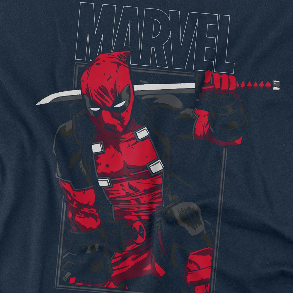 Navy - Side - Deadpool Unisex Adult Sword Long-Sleeved T-Shirt