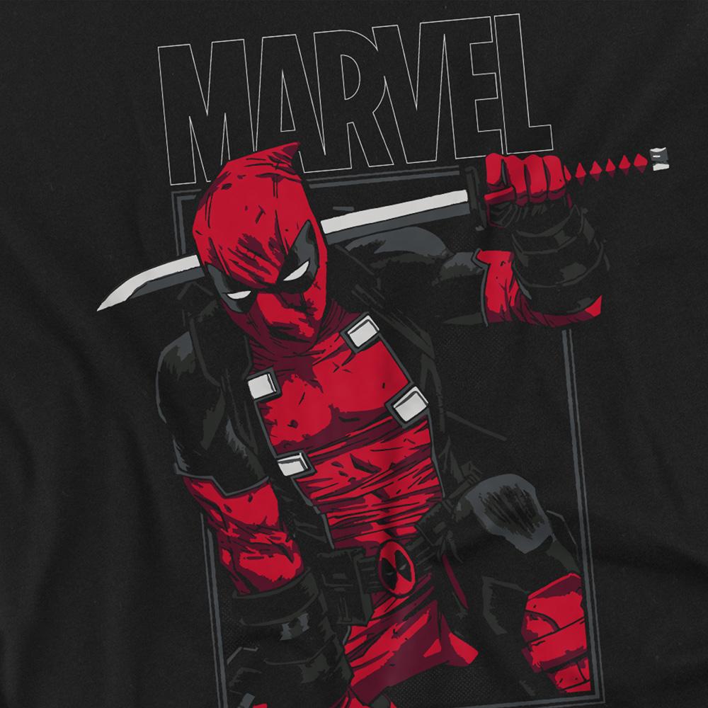 Black - Side - Deadpool Unisex Adult Sword Long-Sleeved T-Shirt