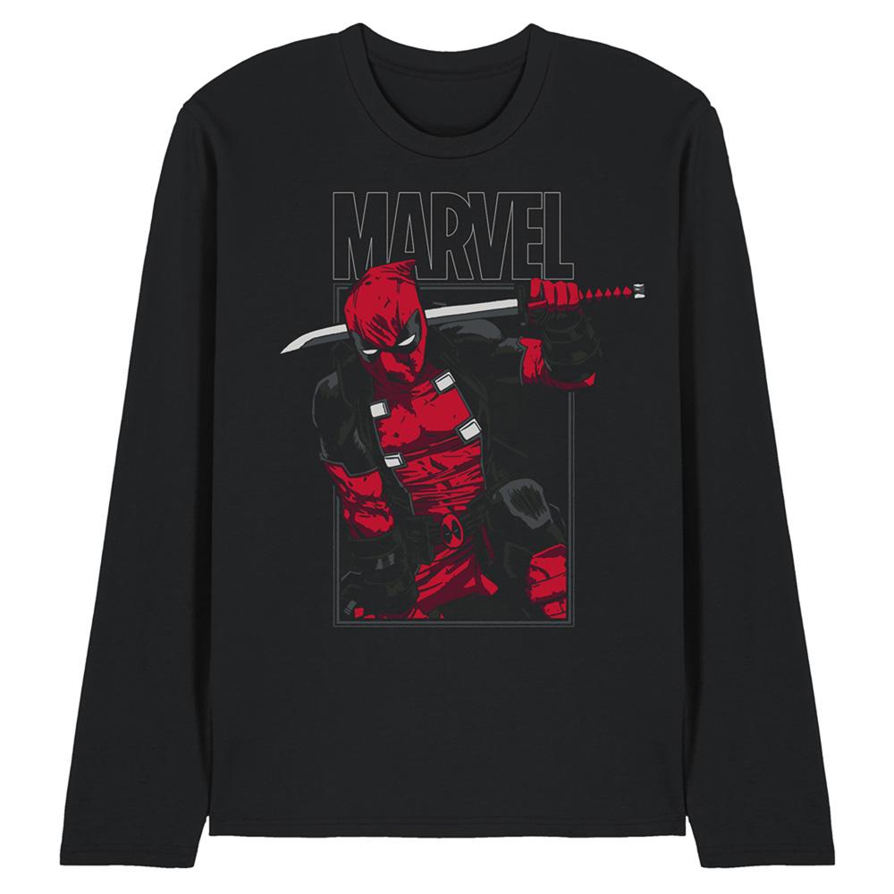 Black - Front - Deadpool Unisex Adult Sword Long-Sleeved T-Shirt