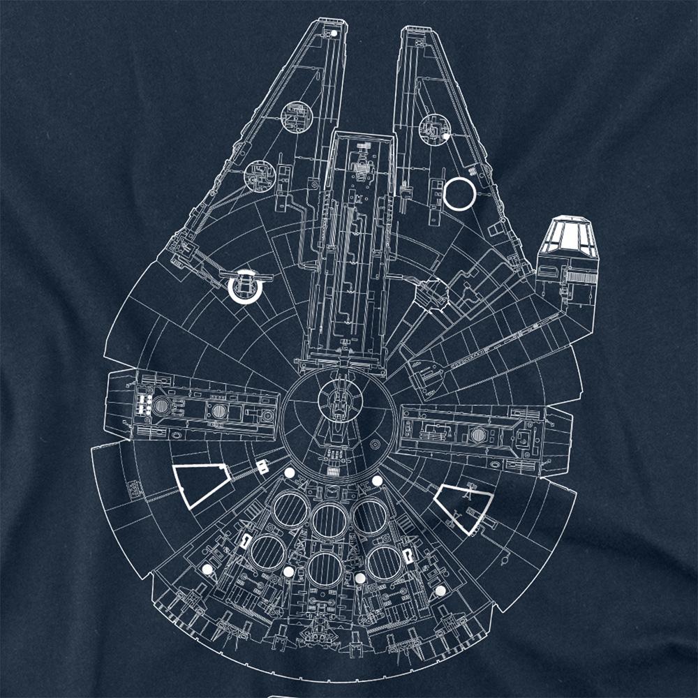 Navy - Side - Star Wars Unisex Adult Millenium Lines Long-Sleeved T-Shirt