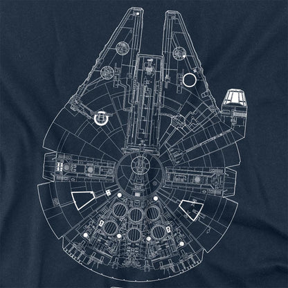 Navy - Side - Star Wars Unisex Adult Millenium Lines Long-Sleeved T-Shirt