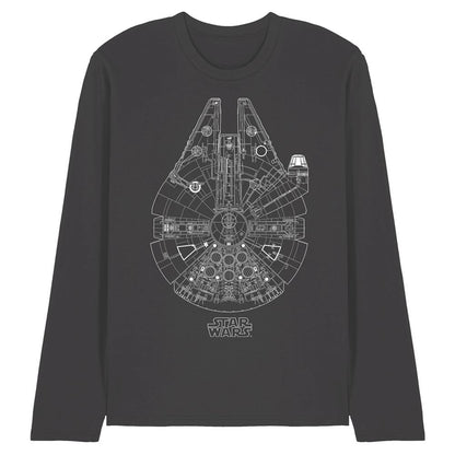 Charcoal - Front - Star Wars Unisex Adult Millenium Lines Long-Sleeved T-Shirt