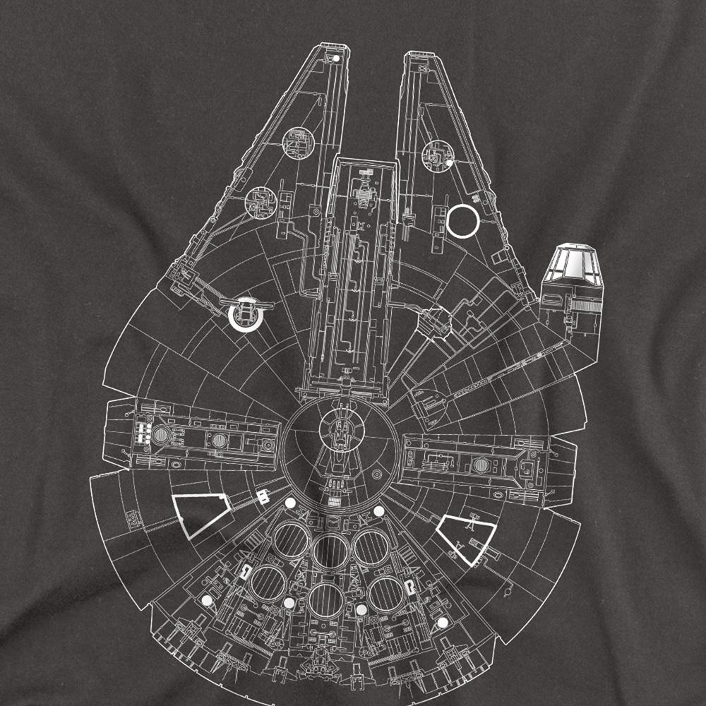 Charcoal - Side - Star Wars Unisex Adult Millenium Lines Long-Sleeved T-Shirt
