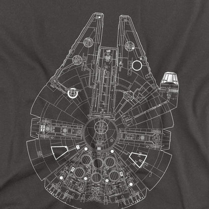 Charcoal - Side - Star Wars Unisex Adult Millenium Lines Long-Sleeved T-Shirt