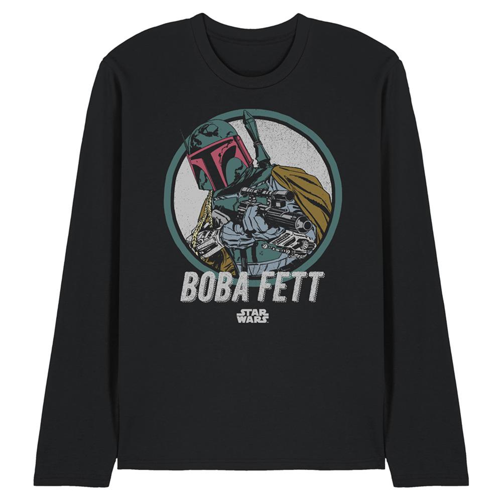 Black - Front - Star Wars Unisex Adult Boba Long-Sleeved T-Shirt