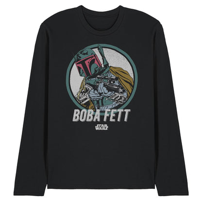 Black - Front - Star Wars Unisex Adult Boba Long-Sleeved T-Shirt