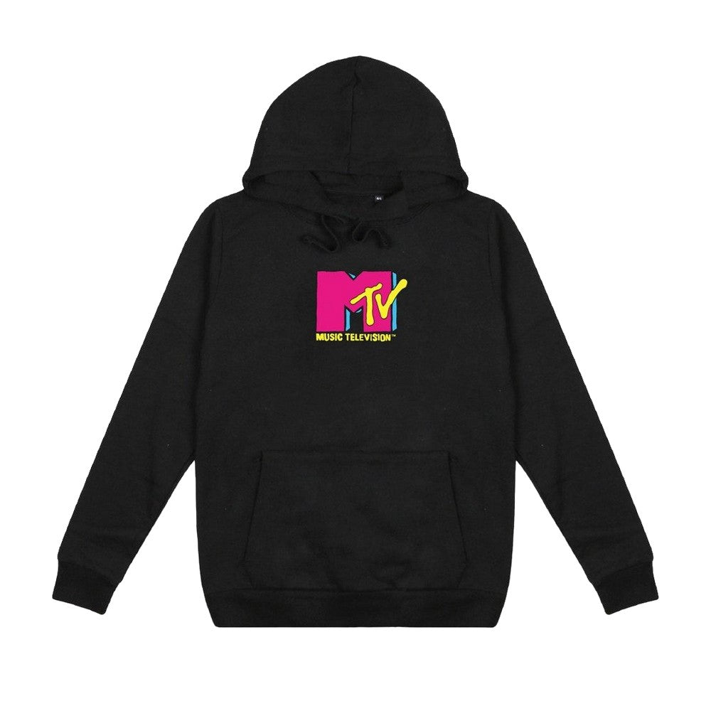 Black - Front - MTV Womens-Ladies Small Logo Hoodie