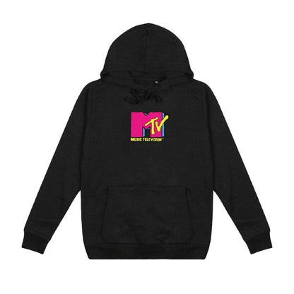Black - Front - MTV Womens-Ladies Small Logo Hoodie