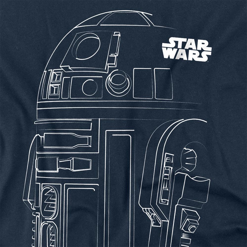 Navy - Side - Star Wars Unisex Adult R2-D2 Outline Long-Sleeved T-Shirt