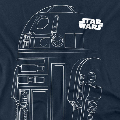 Navy - Side - Star Wars Unisex Adult R2-D2 Outline Long-Sleeved T-Shirt